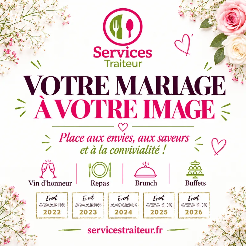 Traiteur mariage Services Traiteur : vin d’honneur, repas, brunch, buffets